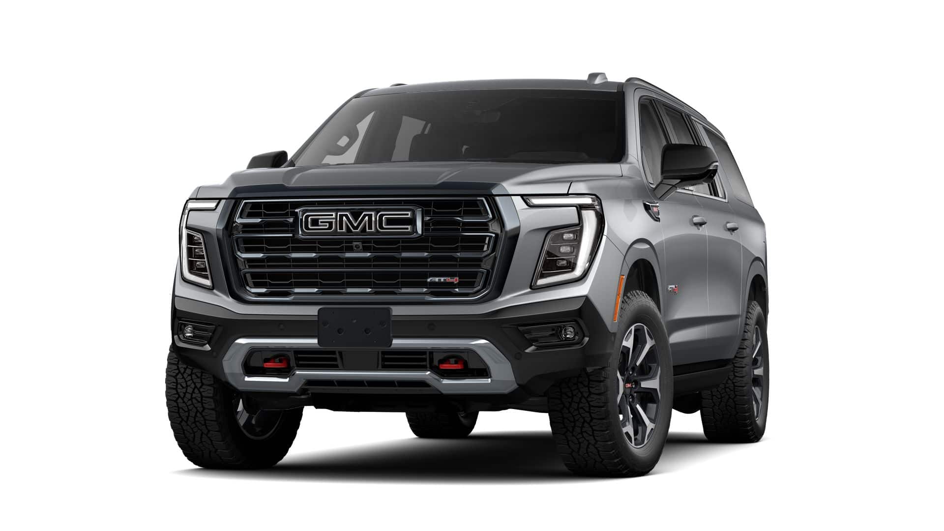 2026 GMC Yukon XL AT4 in Sterling Metallic — front three-quarter view