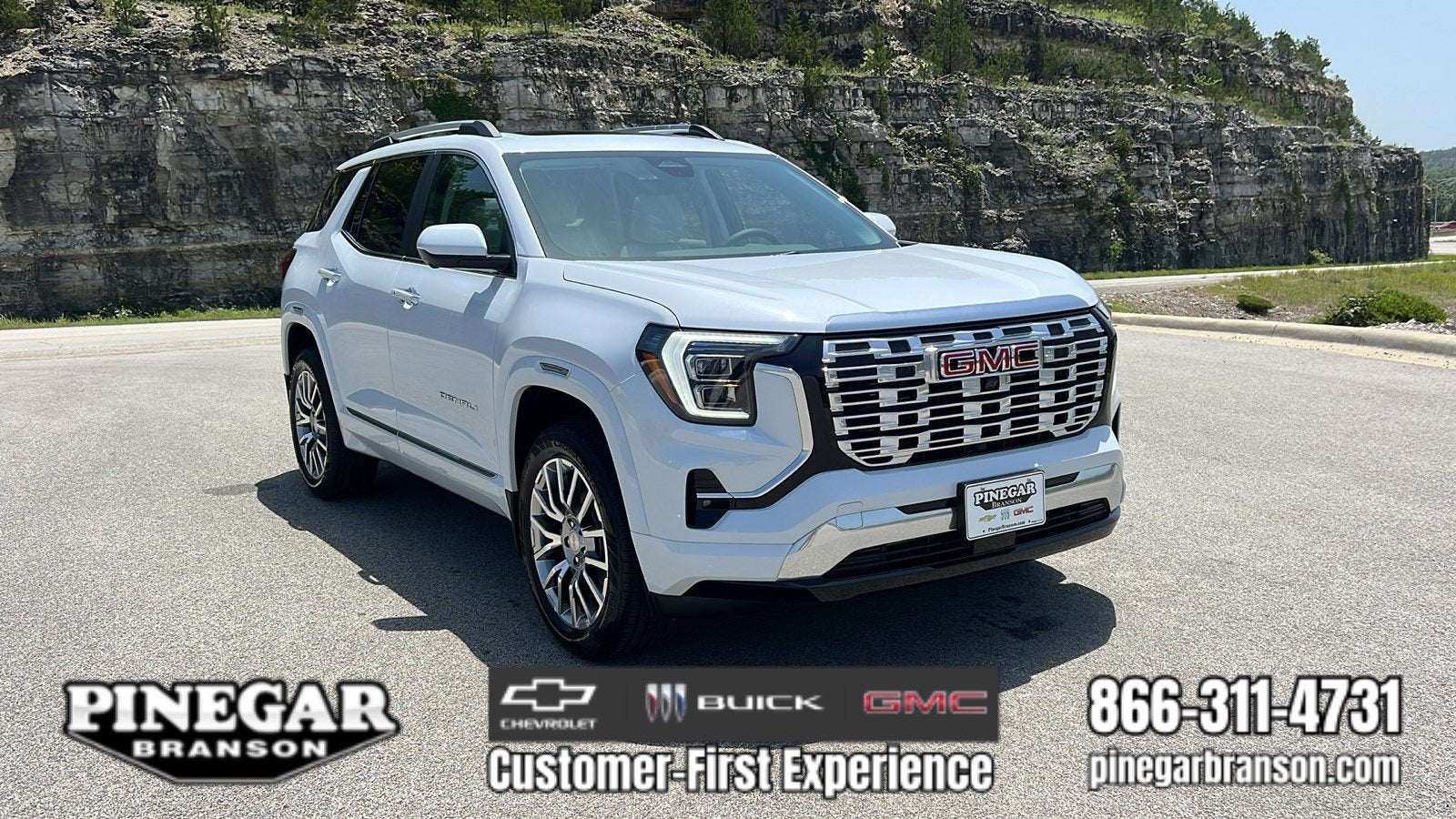 2027 GMC Terrain AWD Denali in Glacier White Tricoat — front three-quarter view