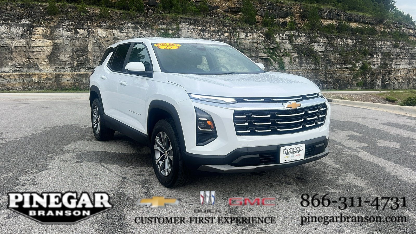 2025 Chevrolet Equinox LT in Summit White — front three-quarter view