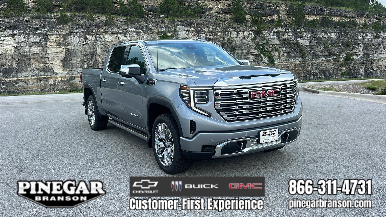 2026 GMC Sierra 1500 Denali in Sterling Metallic — front three-quarter view