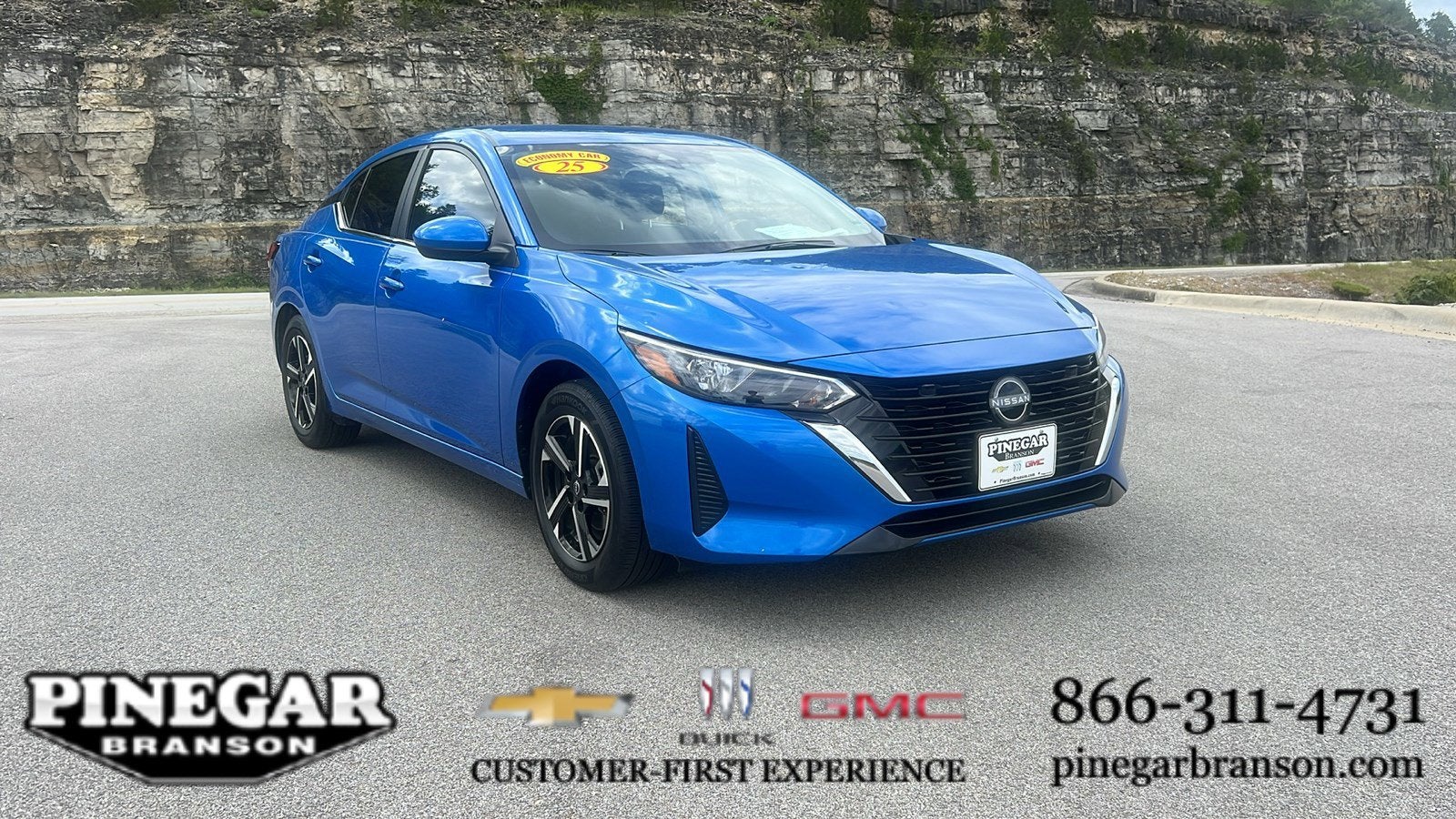 2025 Nissan Sentra SV in Blue — front three-quarter view