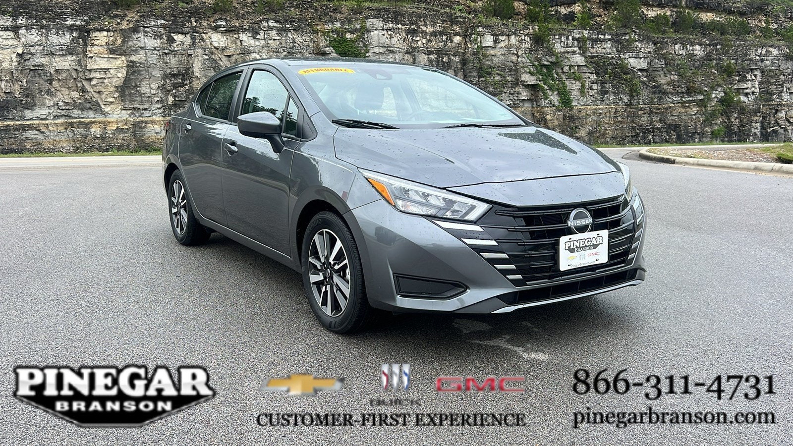 2025 Nissan Versa SV in Gray — front three-quarter view
