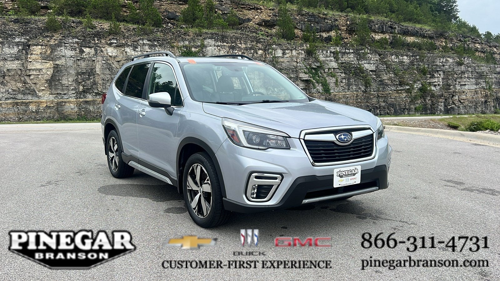 2021 Subaru Forester Touring in Silver — front three-quarter view