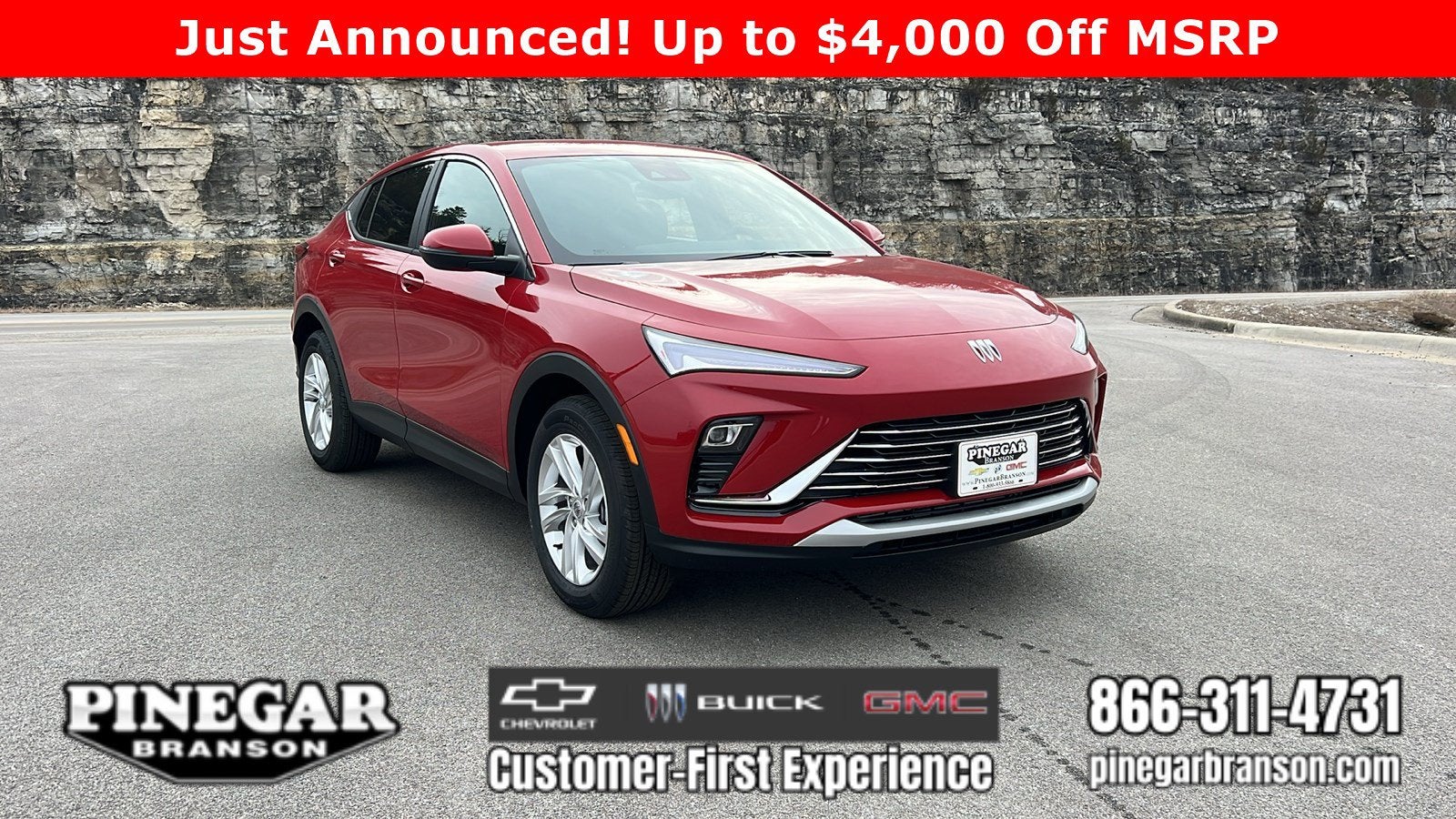 2026 Buick Envista Preferred in Brilliant Red — front three-quarter view
