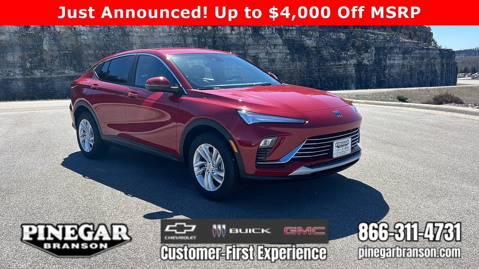 2026 Buick Envista Preferred in Brilliant Red — front three-quarter view